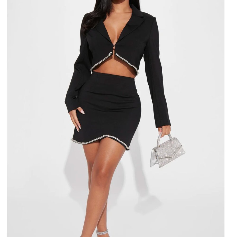 Fashion Nova Blazer Skirt Set - Black NWT